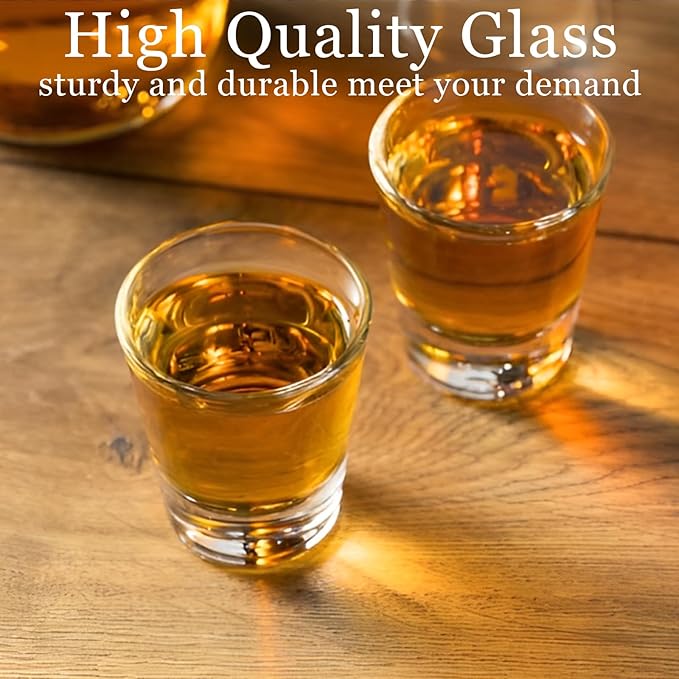 QTLCOHD 48 Pack 2 Oz Shot Glasses Bulk Clear Small Shot Cups Glass Set with Heavy Base for Vodka, Whiskey, Tequila, Espresso, Liquor