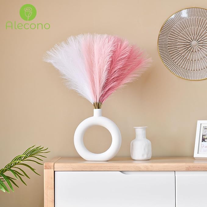 Alecono 𝟴𝟬𝙋𝙘𝙨 Pampas Grass 17in, Pink Decor for Home Decoration, Faux Pampas Grass Wall Decor for Wedding Centerpieces Party Decorations(Blush, Cream, Pink, No Vase)