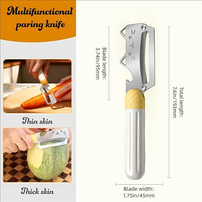 Multifunctional Vegetable Peeler with Stainless Steel Blade and Bottle Opener - Ideal for Veggie Potato Carrot and Apple Peeling