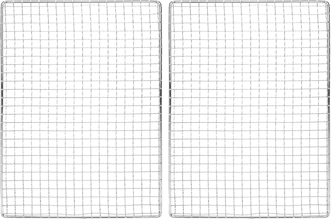 M METERXITY 2-Pack Cooling Rack, 12" x 10" Stainless Steel Baking Rack for BBQ/Cooking/Roasting/Grilling/Steaming/Drying, Wire Cooling Rack for Baking [Silver]