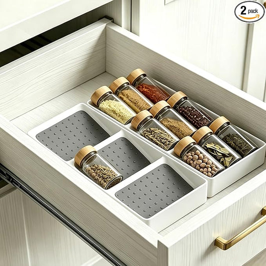 Kitchen Drawer Organizer,2 Pack,Pantry Organizers and Storage,Spice Rack Organizer for Cabinet, Making up Organizer, Bottle Rack,Bottles Holder,Spice Bottle Organizer