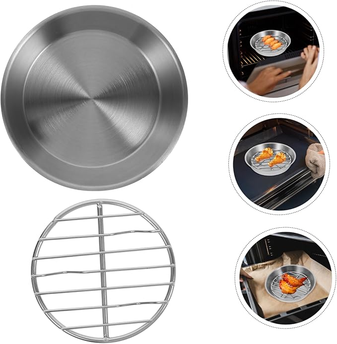 1set Stainless Steel Baking Pan with Cooling Rack Draining Grill for Cookies and Cakes Easy to Clean Baking Tray for Home Use and Cookware