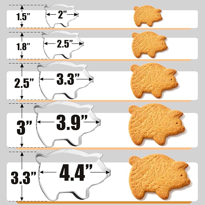 Betus Mexican Concha Bread Cutter and 5Pcs Marranito Pig Cookie Cutters Set – Traditional Pan Dulce Baking Molds for Conchas & Mexican Gingerbread Pigs – Perfect for Día de los Muertos and Baking