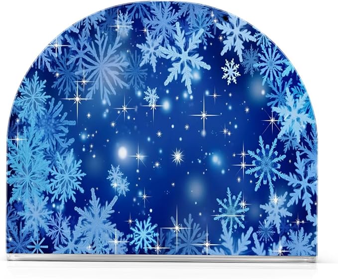 Blue Winter Christmas Glitter Snowflakes Napkin Holder for Tables Paper Cocktail Napkin Holders for Kitchen and Dinning, Acrylic Dinner Napkin Dispenser for Restaurant Home Decor Bar Accessories