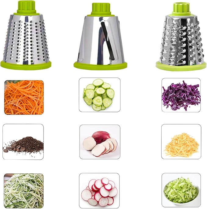 Dachenus Cheese Grater Rotary Cheese Grater,Versatile Cheese Shredder,Blades for Shredding, Grating, Slicing,Cheese Shredder with Suction Base and Cleaning Brush Kitchen Gift (green)