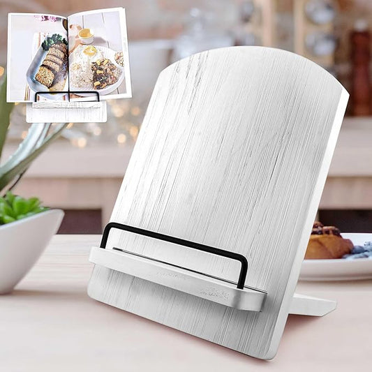 Cookbook Stand Recipe Book Holder: Vintage Cutting Board Style Cookbook Stand - Adjustable Display Stand as Kitchen Counter Decor - Recipe Book Holder for Counter