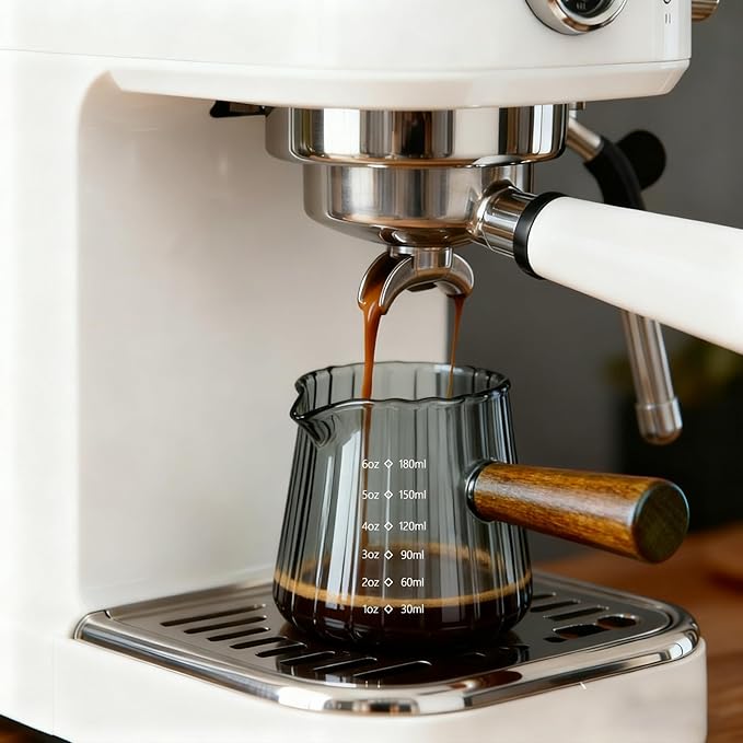 Measuring Cups, 6oz Glass Espresso Cups with Handle, Espresso Shot Glasses Espresso Accessories for Coffee, Milk (1, Grey)