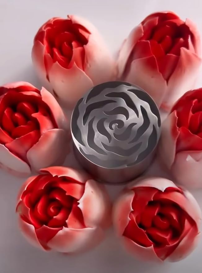 4pcs Russian Piping Tips Set Extra Large Stainless Steel Flower Icing Tips for Cake Decorating Buttercream Cupcake Cookie Decorating Supplies for Beginners Bakers