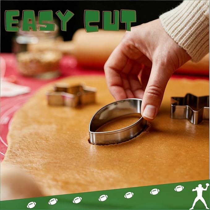 Football Cookie Cutter Single, Stainless Steel Oval Shape Baking Tool for Football Games, Sports Themed Parties, and Tailgating Snacks (4×2.5 Inches)