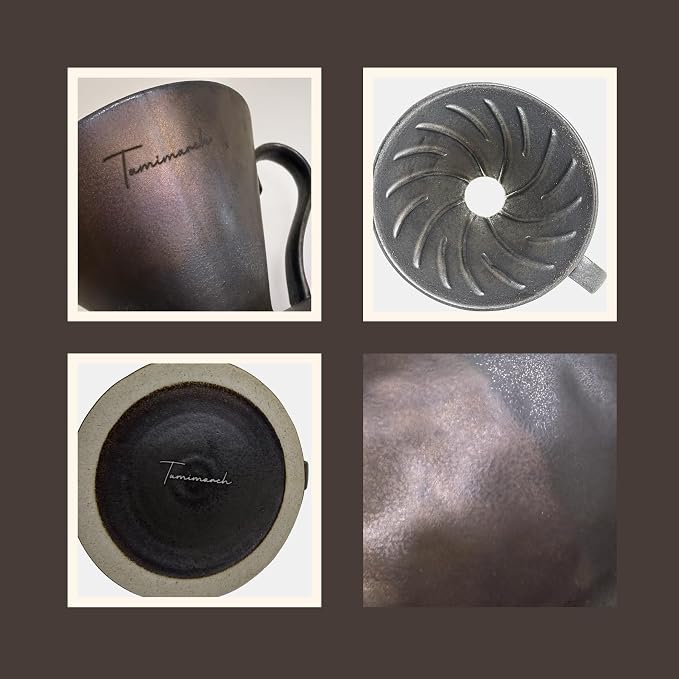 Ceramic Pour Over Coffee Set, Slow Brewing Accessories for Home & Travel (Basalt Shadow)