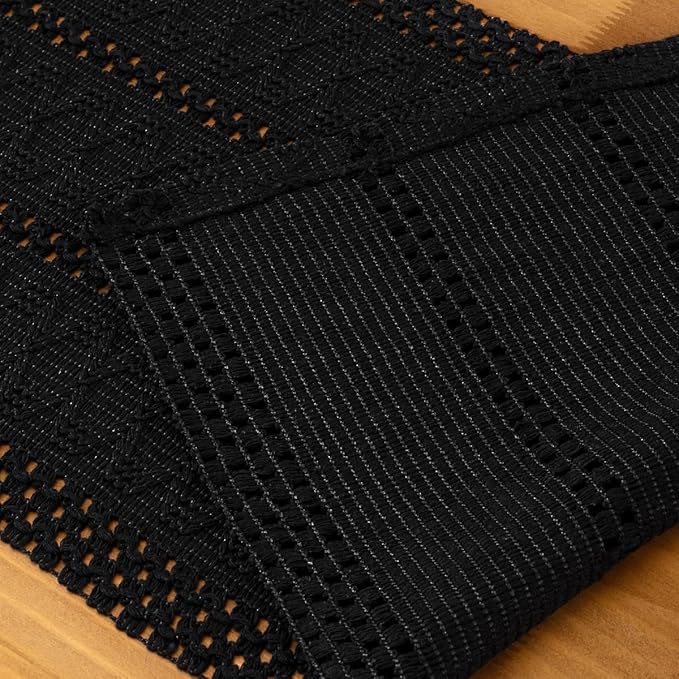 MLMC Black Boho Table Runner Farmhouse Macrame Woven Table Runner 36 inch Long Rustic Cotton Linen Blend Table Decor for Dinning Kitchen Wedding Bridal Shower Eveyrday Use 12x36 Inch