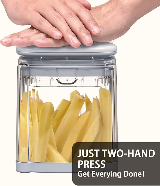French Fry Cutter, Solucky Potato Onion Cutter, Professional Homestyle Vegetable Chopper Dicer, Great for Potatoes Carrots Cucumbers Zucchini Pepper (Light Blue)