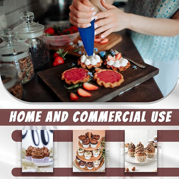 Joyeee 21 inch Large Icing Piping Bags for Frosting, with 6 Pcs Seal Reusable Icing Bag Ties, 50 Pcs Extra Thick Big Disposable Pastry Bags for Bakery, Party Dessert, Birthday Cake Decorating