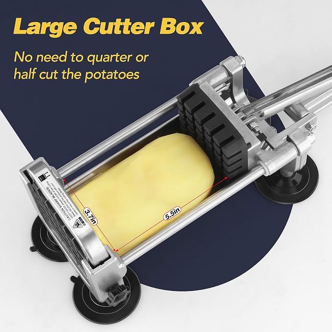 French Fry Cutter, Ruooson Professional Potato Cutter Slicer with 3/8 In Stainless Steel Blades, Great for Whole Potatoes Carrots Cucumbers.