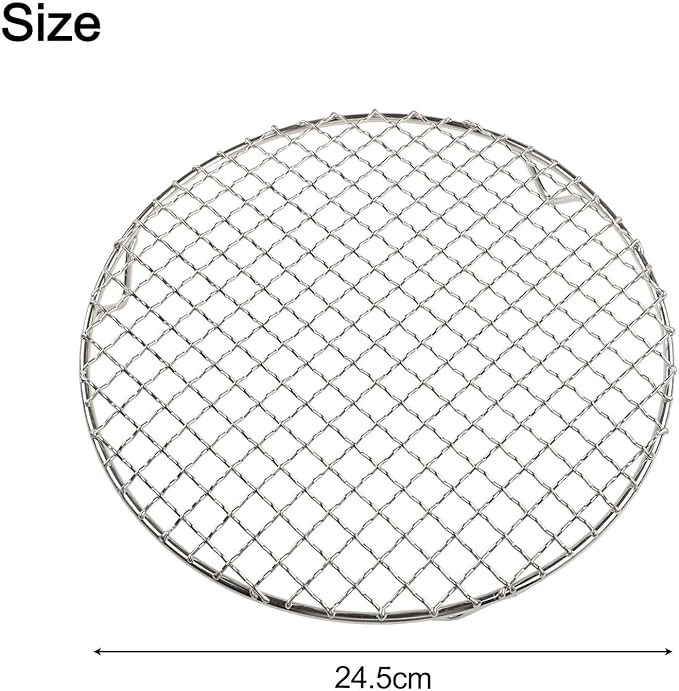 Stainless Steel Round Cooling Rack Wire Baking Grill Sheet Rack with 3 Legs for Pies Cakes Biscuits Pizza Barbecue Grilling Drying Steaming Draining Water Kitchen Tools Silver(24.5cm)