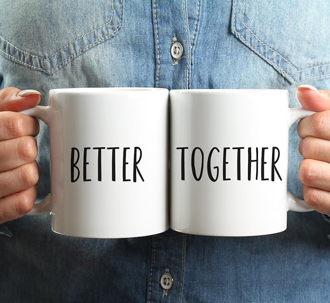 Andaz Press Funny Couples 11 oz Ceramic Coffee Mugs, Better, Together, His and Hers Mugs Set of 2, Valentines Day Coffee Mug for Him and Her, Mr and Mrs Mugs, Couple Mugs for Husband and Wife