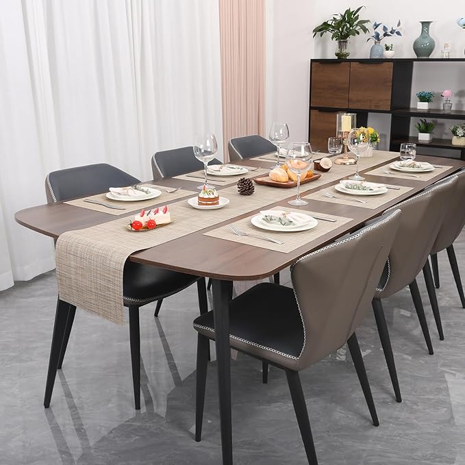 Myir JUN Placemats Set of 8, Vinyl Woven Placemats Place Mats Indoor Set of 8 Washable Table Mats Non-Slip Place mats for Dining Table (Beige, Set of 8)