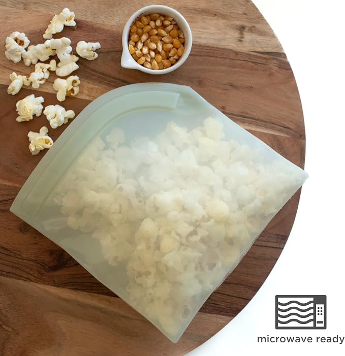 Lotus Reusable Silicone Food Storage Bags – BPA-Free, Microwave & Dishwasher Safe, Leak-Proof Zip Lock Silicone Bags for Freezer, Multi Purpose Food Storage Bag with Flat Base Design for Meal Prep