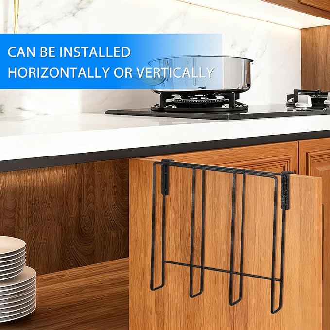 Hanging Cutting Board Rack Cabinet Organizer Metal Holder for Kitchen Supplies Storage with Pot Lid and Mug Space 10.23X9.84X2.75 Inch