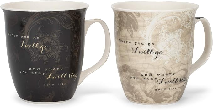 Dicksons Where You Go Mr. and Mrs. Ruth 1:16 18 Ounce New Bone China Coffee Mug Set of 2