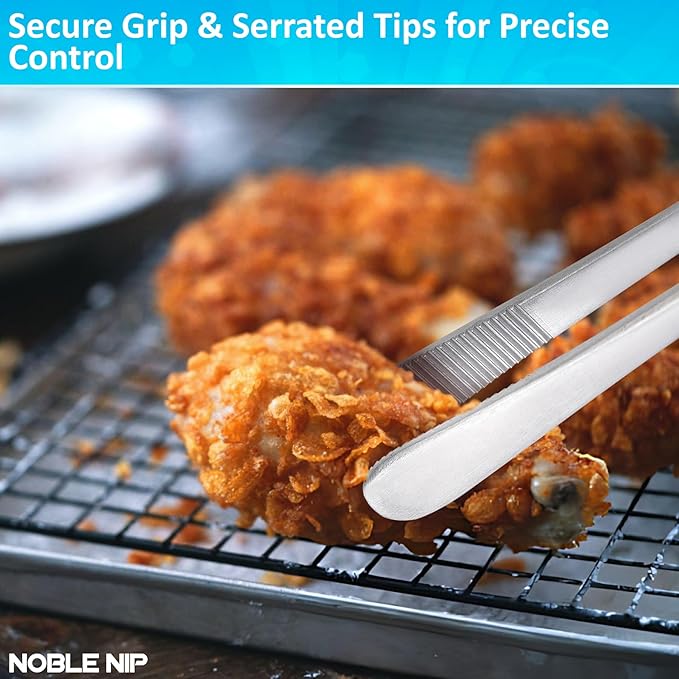 Kitchen Tweezers Stainless-Steel Cooking Tweezers Japanese Made Premium Serving Tongs with Precision Serrated Tips Food Grade Chef Tweezers for Grill Pasta & Salad Kitchen Cooking Tongs.