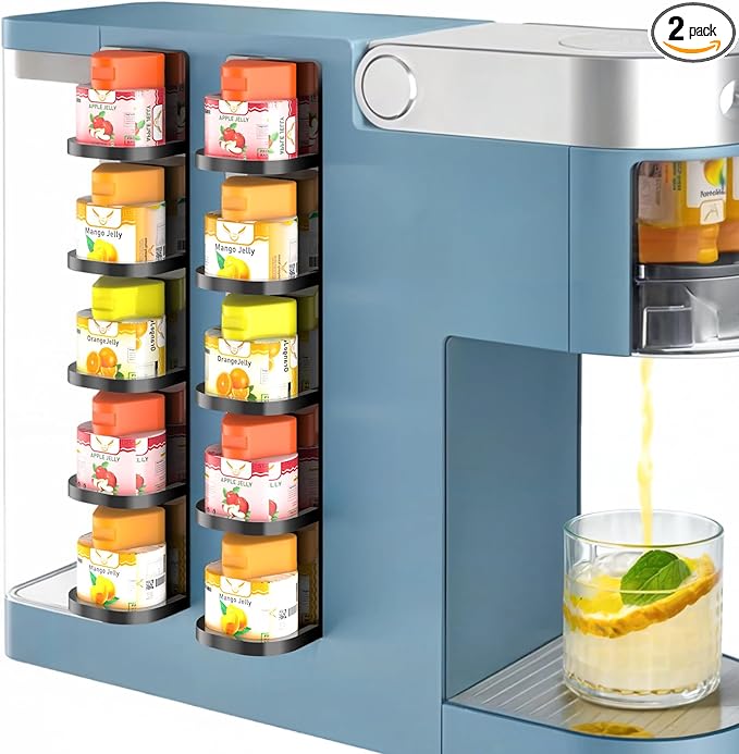 NiHome 2PCS Black Acrylic Pod Holders Compatible with Ninja Thirsti Drops, Durable Thick Acrylic Wall or Machine Mounted Storage Racks with Nano Adhesive, Space-Saving Design Easy Flavor Organization