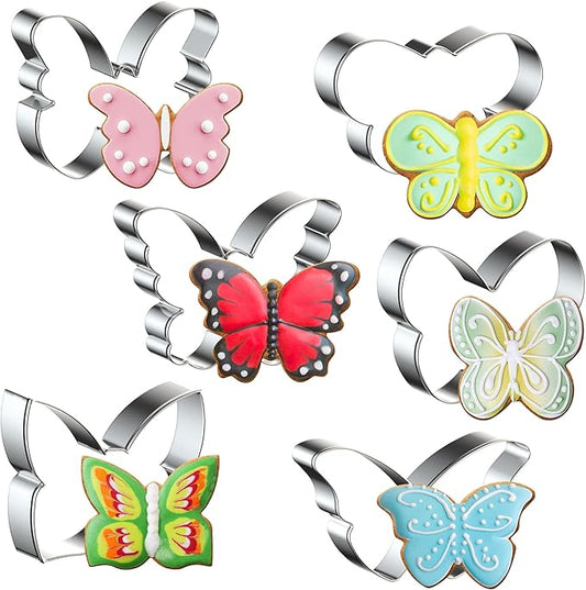FUSOTO 6PCS Butterfly Cookie Cutters Set, 3 Inches Butterfly Shaped Cookie Cutter, Stainless Steel Cookie Cutters for Baking, Butterfly Shapes Baking Tool for Homemaking Cookie,Biscuits,Dough