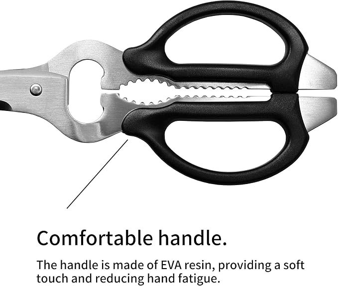 Seki Japan Left Handed Kitchen Scissors, Stainless Steel Blade Soft Grip Kitchen Shears