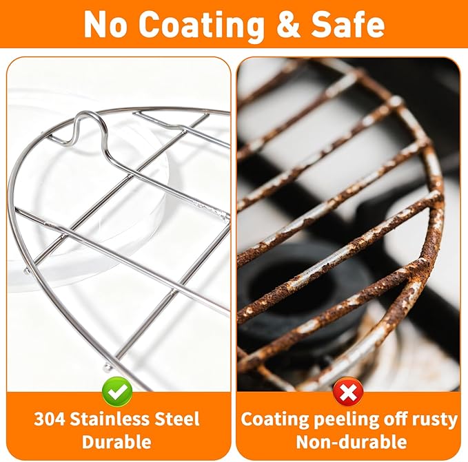 TamBee Oval Roasting Cooling Rack 9.8x6.7 Inch 304 Stainless Steel Baking Broiling Rack Cookware 0.8 Inch heigh Thick Version 2PCS for Party Turkey Dinner Steak