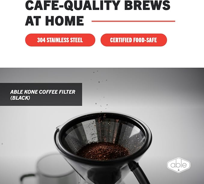 Able KONE compatible with Chemex: The Original Reusable Black Titanium Coffee Filter