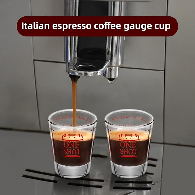 2Pcs 1.5 oz Shot Glasses Measuring cup Liquid Heavy Glass Wine Glass Espresso Cocktail Accessories, Reusable Measuring shot 45ml red clear (2)