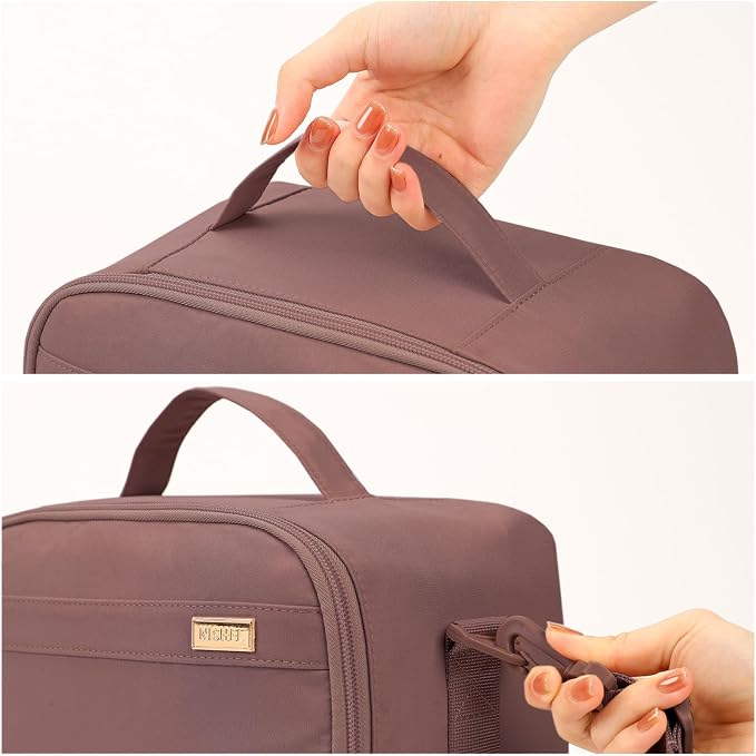 NISHEL Lunch Bag for Women, lunch box with Insulated Compartment and strap | Double-layer lunch bag with insulated compartments for meals, snacks and drinks, ideal for work and daily use, Rosewood-Pink