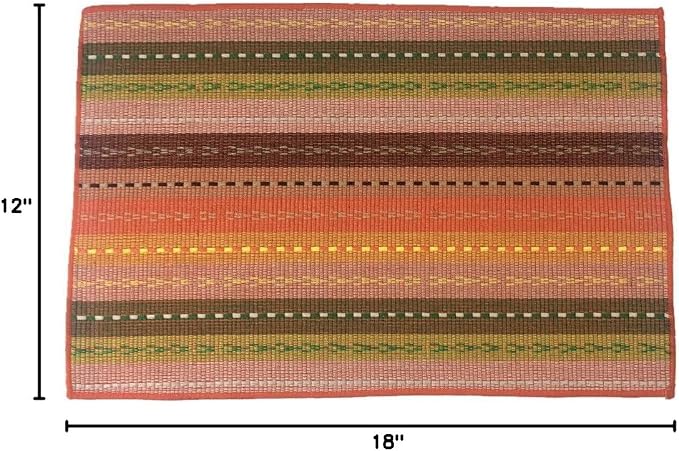 WAZAIGUR Hand Woven with 100% Cotton Placemats Colorful Placemats Braided Ribbed Durable Heat-Insulation Table Mats Set of 6,Orange