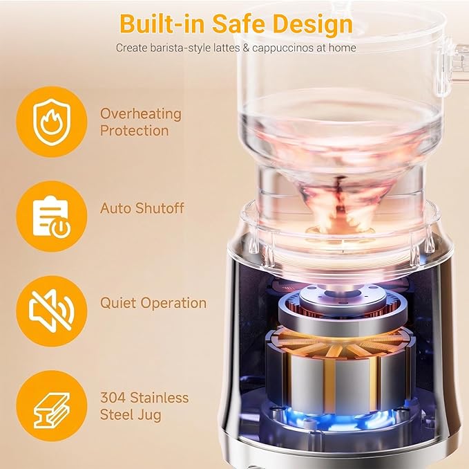 Milk Frother,Variable Temp and Froth Thickness,27oz/800ml Milk Steamer and Frother for cappuccino or Latte,Dishwasher Safe,6-in-1 Frother Machine,Fast Heating,Low Noise