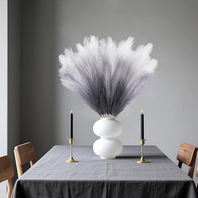 Torontokyo 8Pcs Black Faux Pampas Grass Decor Tall, 35.4” Fluffy Artificial Pompous Grass Branches, Large Pampas Grass Reed Stems for Halloween Gothic Room Decor, Wedding, Baby Shower, Home Boho Decor