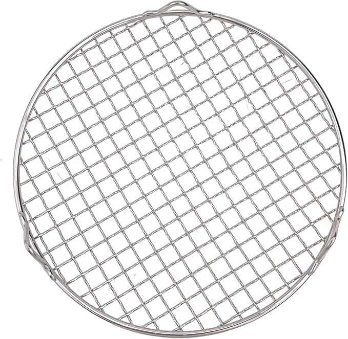 Round Cooling Baking Rack 201 Stainless-Steel Wire Oven Grill Sheet with Stable Tri-Leg Design for Baking, Roasting, Grilling, Drying and Cooling Cakes, Pies, Cookies, Pizza(24cm)