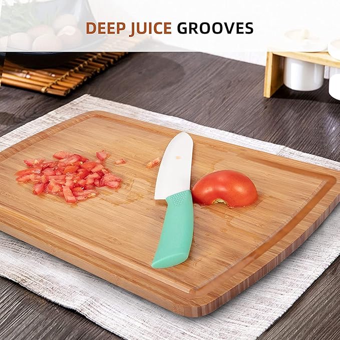 Extra Large Bamboo Wood Cutting Board, 30 x 20 Inch Kitchen Wooden Chopping Board with Juice Groove, Reversible Butcher Block Cutting Board for Meat, Turkey Carving