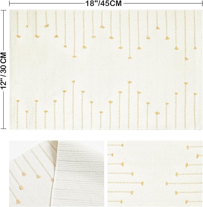 Artoid Mode Burlap Brown Farmhouse Woven Rustic Placemats Set of 6,12x18 Seasonal Holiday Macrame Burlap Kitchen Dining Table Decoration for Home Party Decor