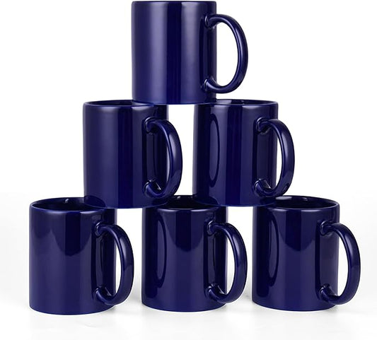 BYCNZB 12oz coffee mug set of 6 Coffee Mugs for Coffee, Tea, Cocoa, Milk（cobalto）