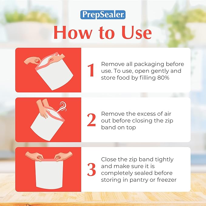 PrepSealer Reusable Food Storage Bags – Keep Fruits, Veggies & Meats Fresh Longer -10 Pieces (3 S, 3 M, 4 L)