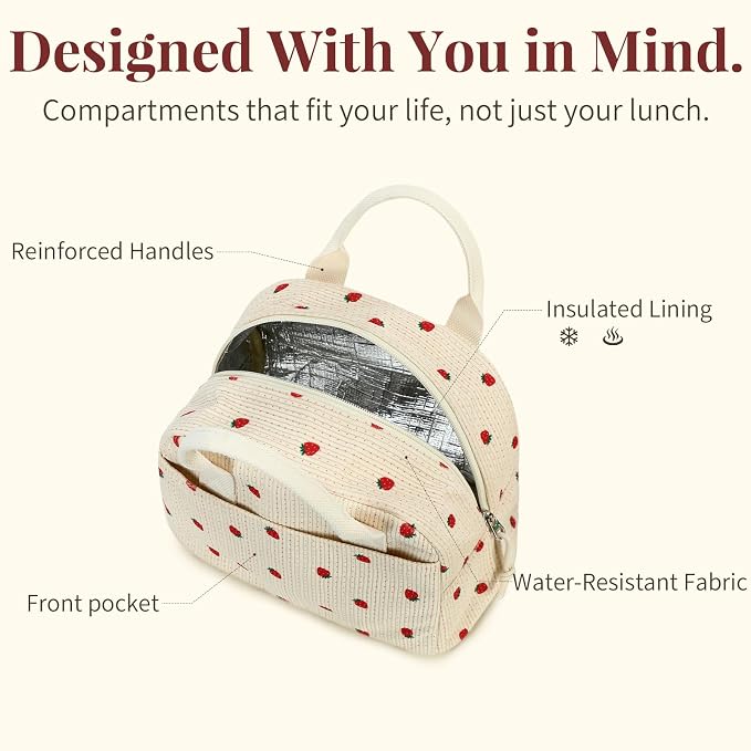LOVELYWIND Lunch Box for Women Cute Lunch Bags for Women Lunch Tote Bags Reusable Insulated Lunch Box Large Capacity Reusable Insulated Cooler for Work or Travel Gifts or Beach