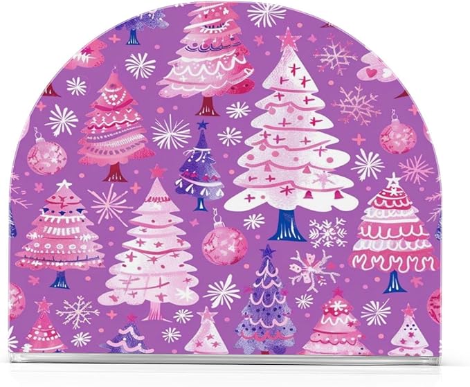 Christmas Trees Purple Acrylic Fall Napkin Holder for Table Kitchen Cocktail Dinner Napkin Holders Countertop Modern Room Decor