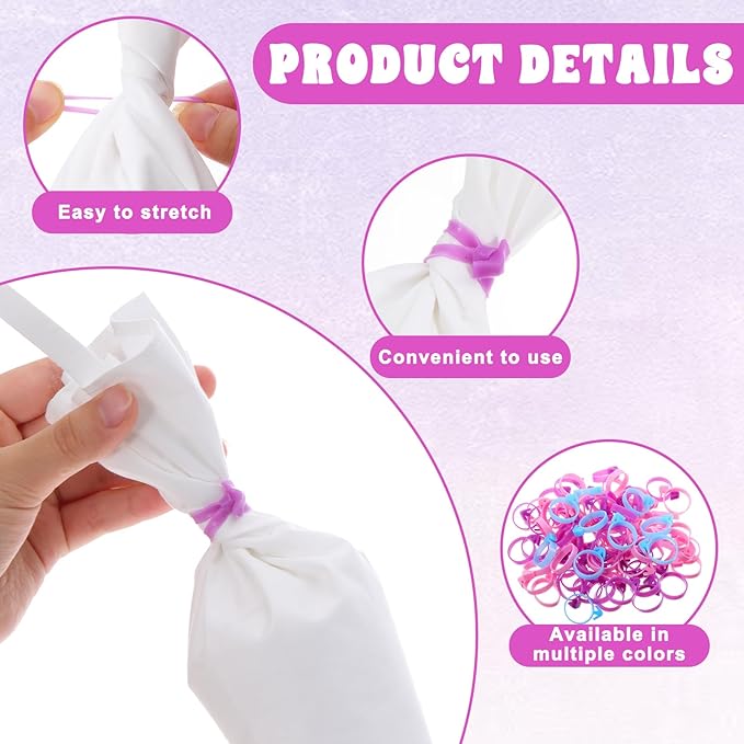 120 Pcs Icing Bag Ties Silicone Pastry Bag Ties Reusable Piping Bags Tie for Dessert & Candy Decorating & Pastry Bags Cupcakes Cookies Seal (Blue, Rosy, Purple)