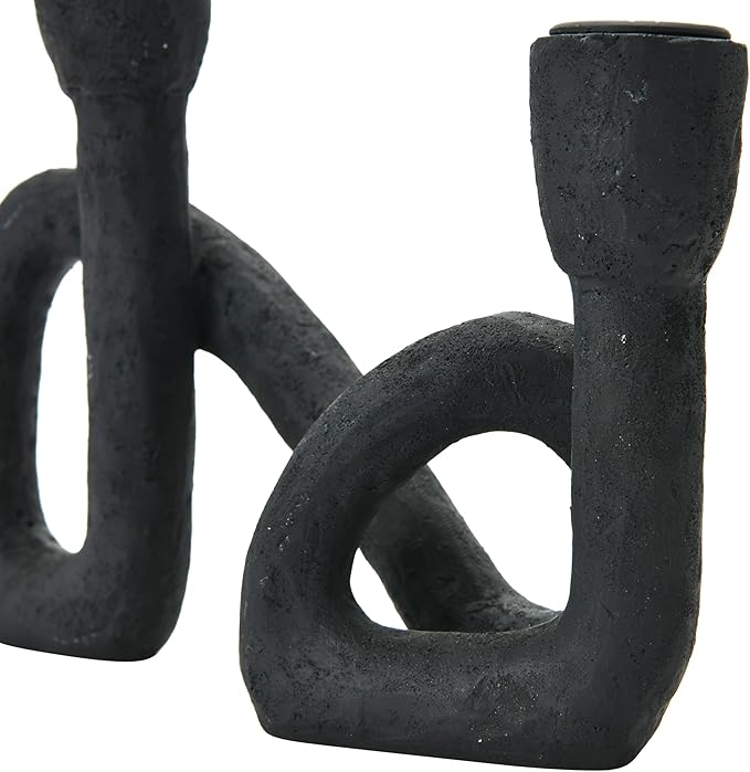 Bloomingville Decorative Resin Double Taper Candle Holder, Black