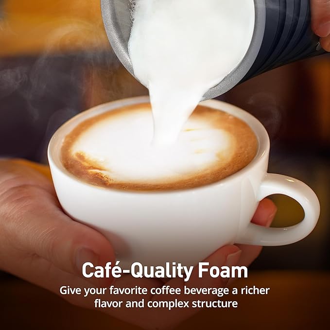 Milk Frother, Paris Rhône 4-in-1 Milk Steamer and Frother, Hot & Cold Foam Milk Warmer with Temperature Control, Auto Shut-Off Frothers for Coffee, Latte, Cappuccino, Macchiato, Blue