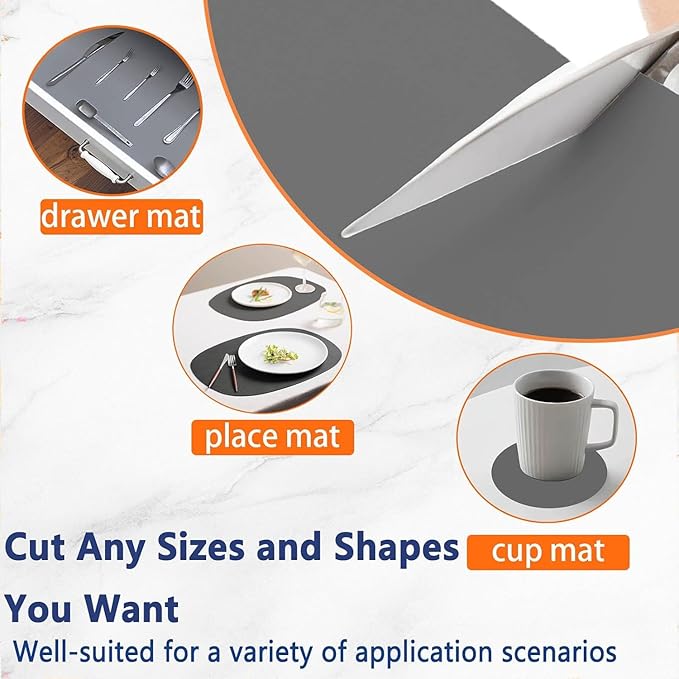 32''x24''(80cmx60cm) Large Silicone Mat for Kitchen Counter, Heat Resistant Countertop Protector, Non-Slip Waterproof Kitchen Island Mat, Easy to Clean, Black