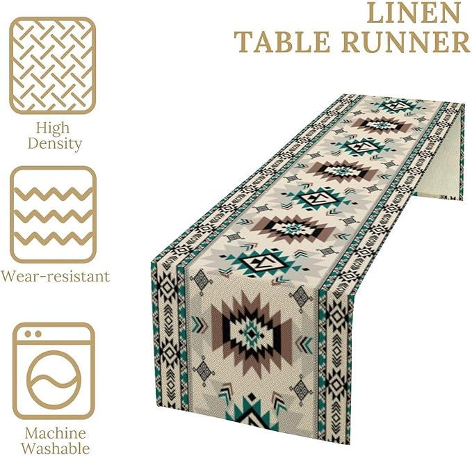 Aztec Table Runners,Southwestern Tribal Navajo Ethnic Native Abstract Geometric Print Table Cloth for Kitchen Dining Table Decoration for Home Party Decor 13x72 Inch