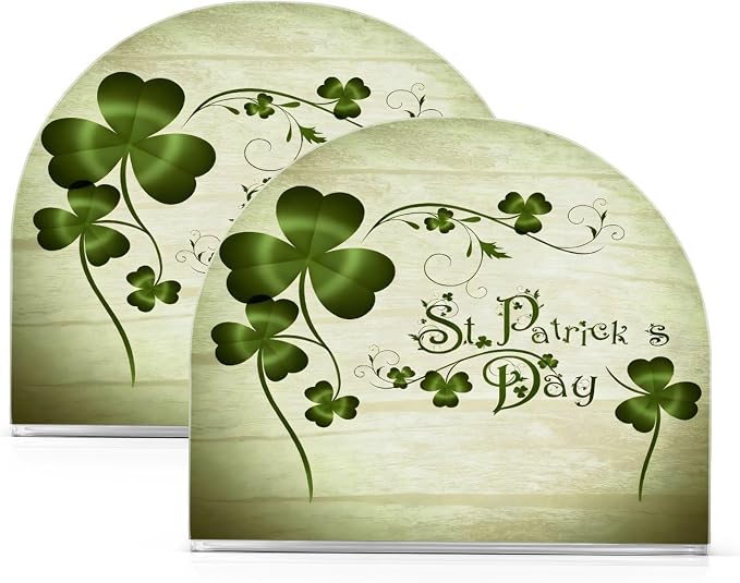 Grunge St Patricks Day Clover Leaves Napkin Holder for Tables Paper Cocktail Napkin Holders for Kitchen Dinning,Acrylic Dinner Napkin Dispenser for Restaurant Home Decor Bar Accessories 2 Pack