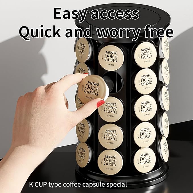 Coffee Pod Storage Carousel Holder Organizer for 40 Keurig K-Cup Pods (Black)