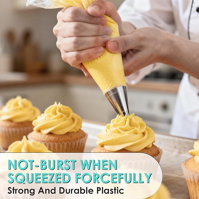 HOTEC 100Pcs 12 Inch Anti-Burst Disposable Piping Bags, Non-Slip Food Grade BPA-Free Pastry Bags for Cake, Cupcake, Cookie Cream Frosting Decorating Baking Supplies